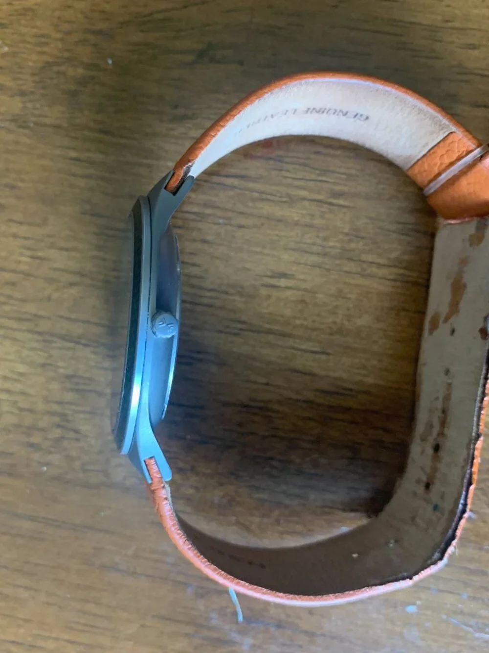 Skagen Denmark 234XXLTLO Titanium Quartz Watch Black Carbon Fiber Dial Orange